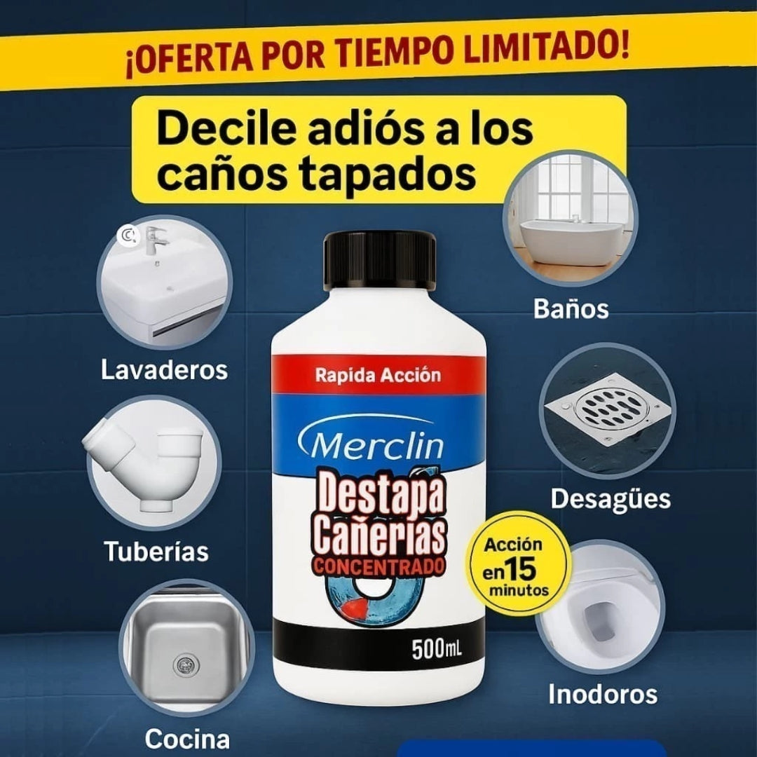 SOLO POR HOY! 2x1 en Destapa Cañerías + 3 Rejillas y Guantes GRATIS - Limpieza sin esfuerzo