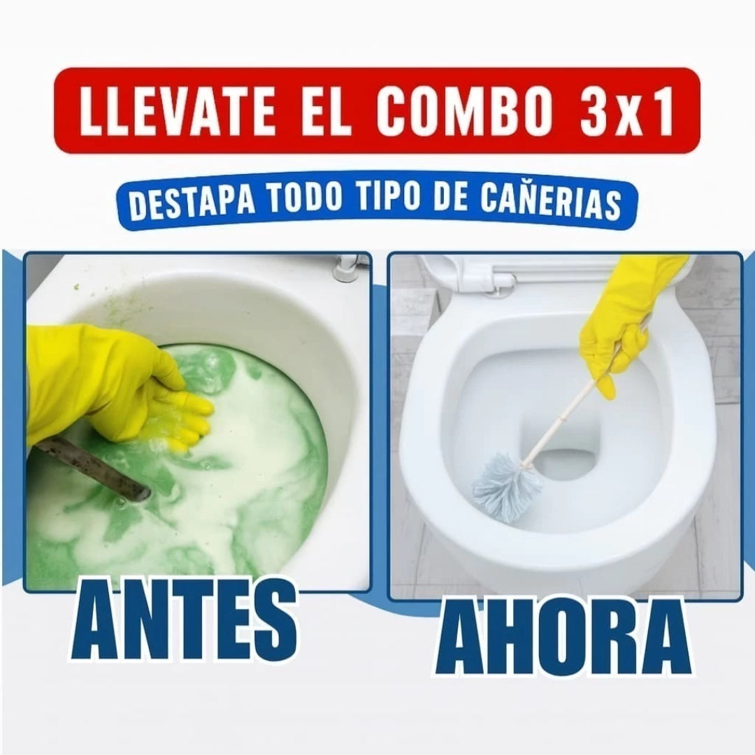 SOLO POR HOY! 2x1 en Destapa Cañerías + 3 Rejillas y Guantes GRATIS - Limpieza sin esfuerzo