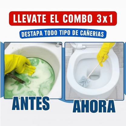 SOLO POR HOY! 2x1 en Destapa Cañerías + 3 Rejillas y Guantes GRATIS - Limpieza sin esfuerzo